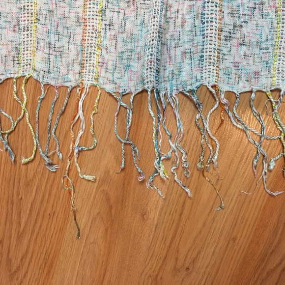 UO Cream and Multi Color Scarf with Fringe - Picture 7 of 7